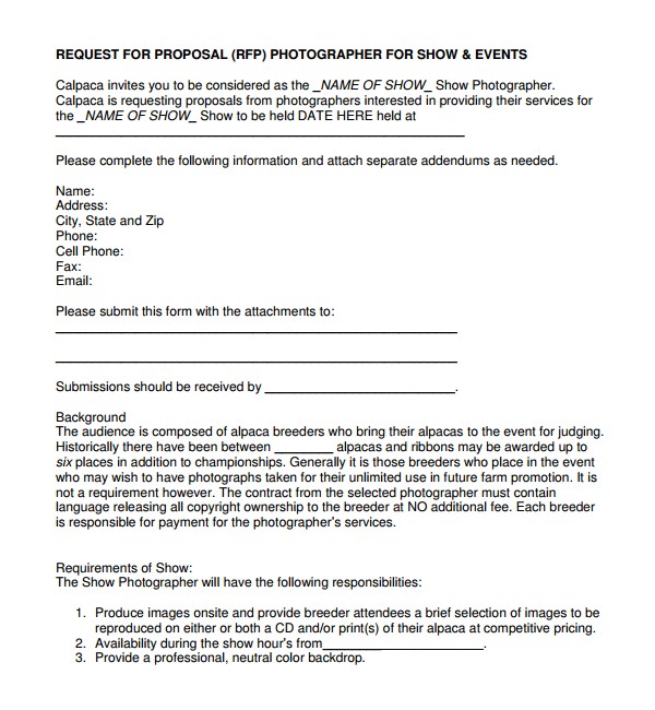 Photography Bid Proposal Template 13 Photography Proposal Templates Sample Templates