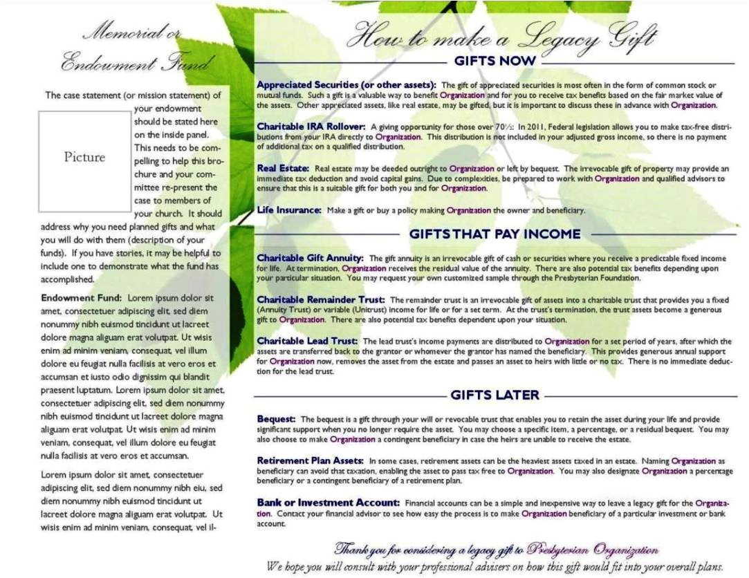 Planned Giving Brochures Templates Planned Giving Brochures Templates Sampletemplatess