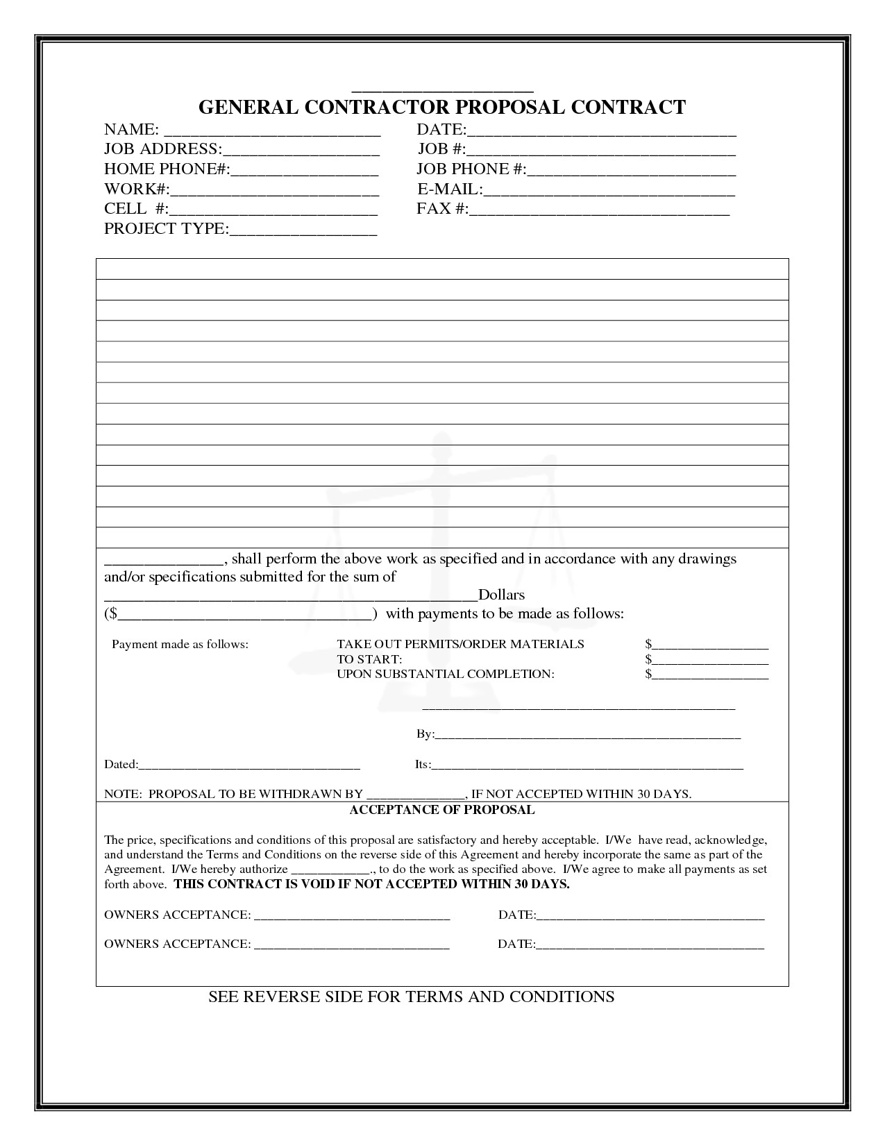 post contractor job proposal template 460033