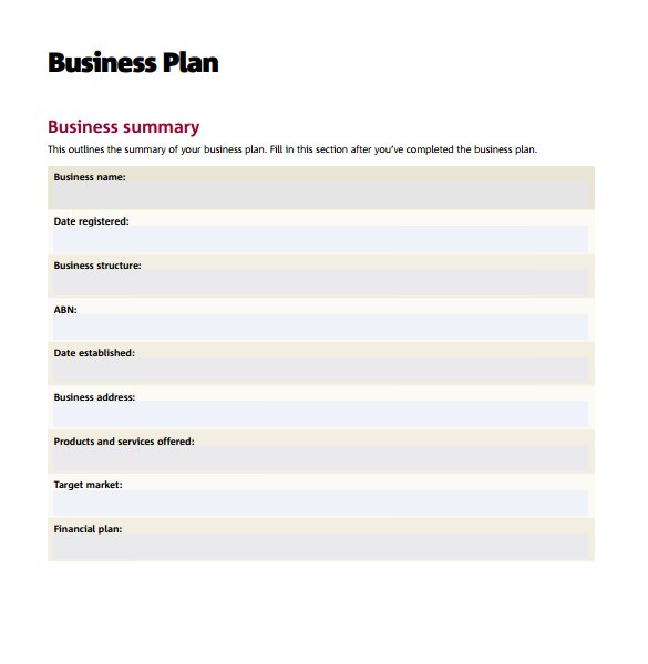 sample business action plan template