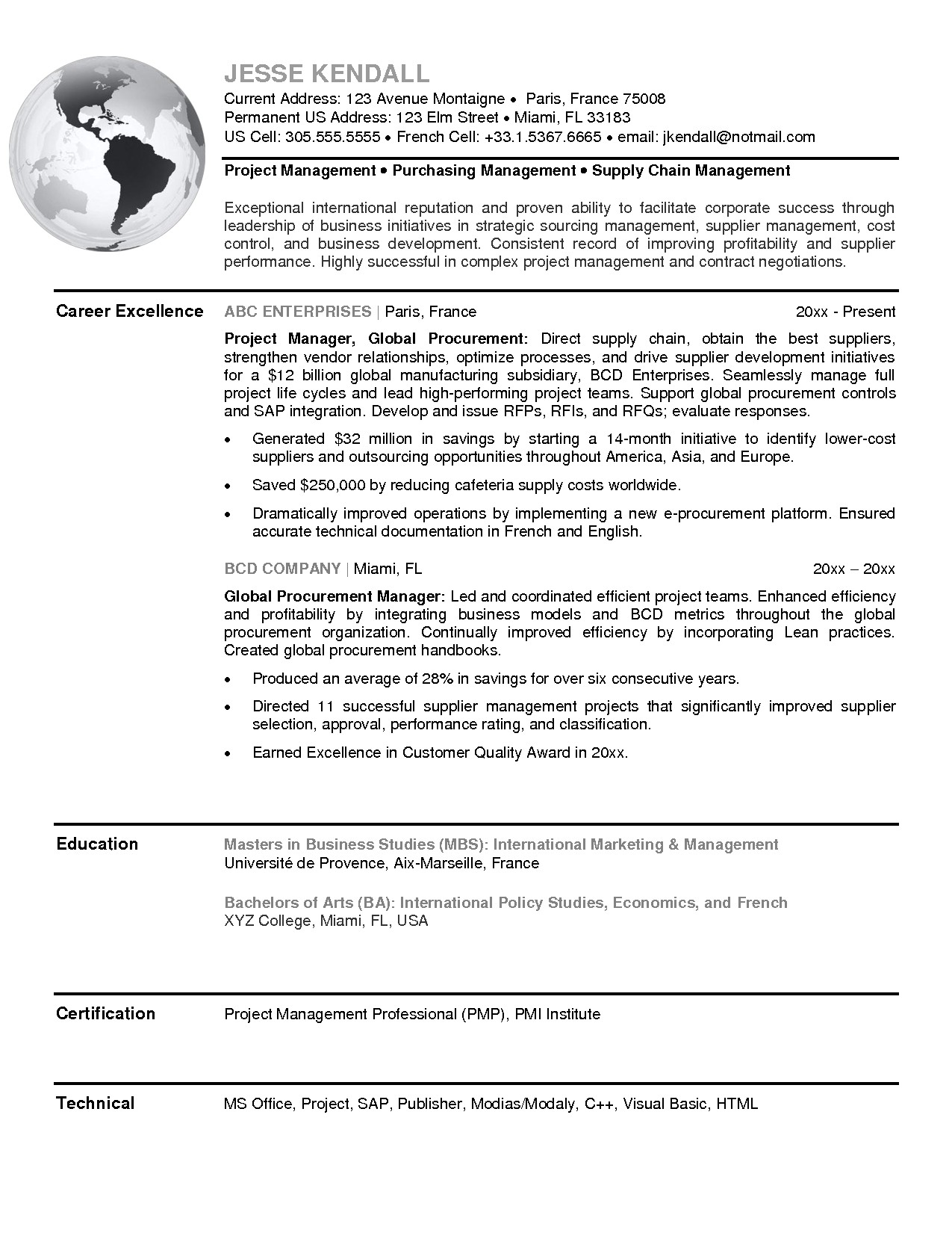 procurement resume sample