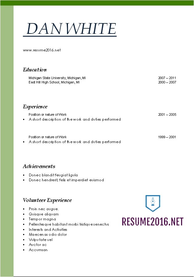 professional resume template 2016