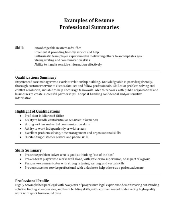Professional Summary Resume Sample 1 Professional Summary Resume Sample Resume Examples Professional Summary Examples Of Resumes