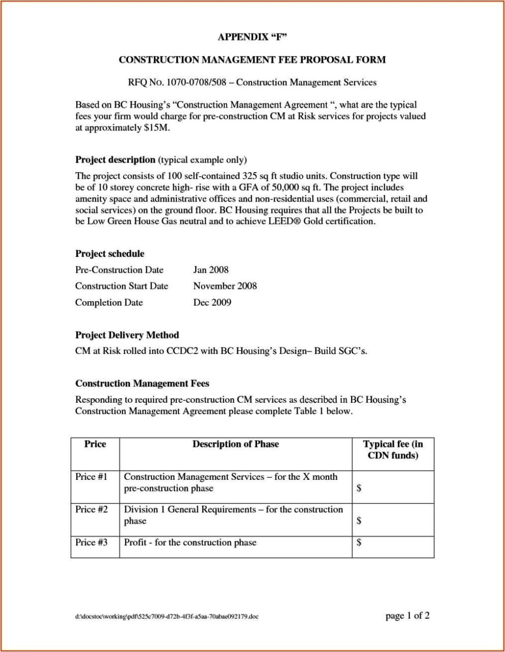 construction project management agreement template