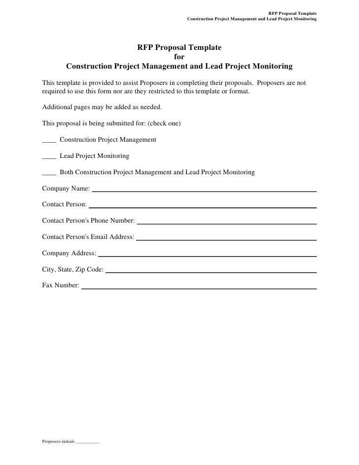 rfp proposal template for construction project management and
