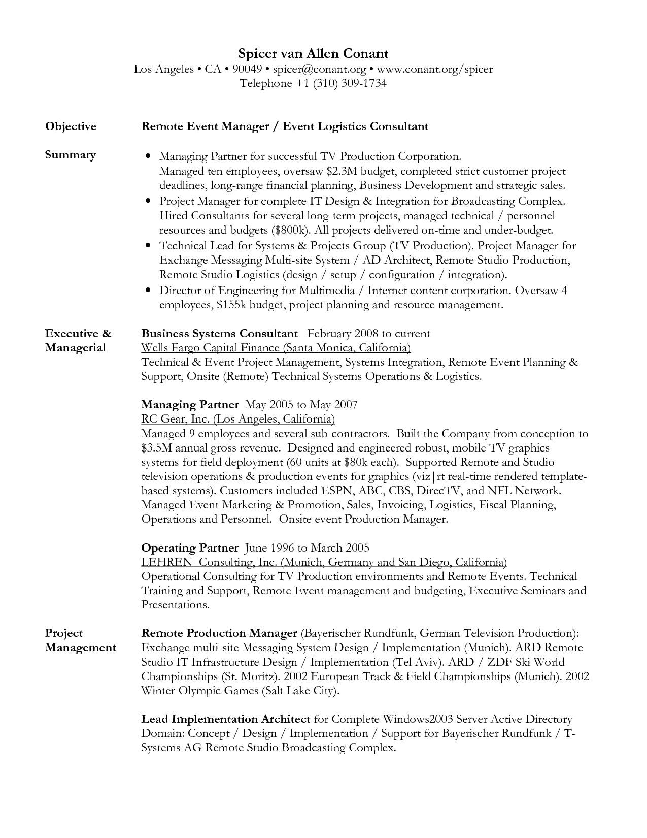 it project manager one page resume best summary examples 12974