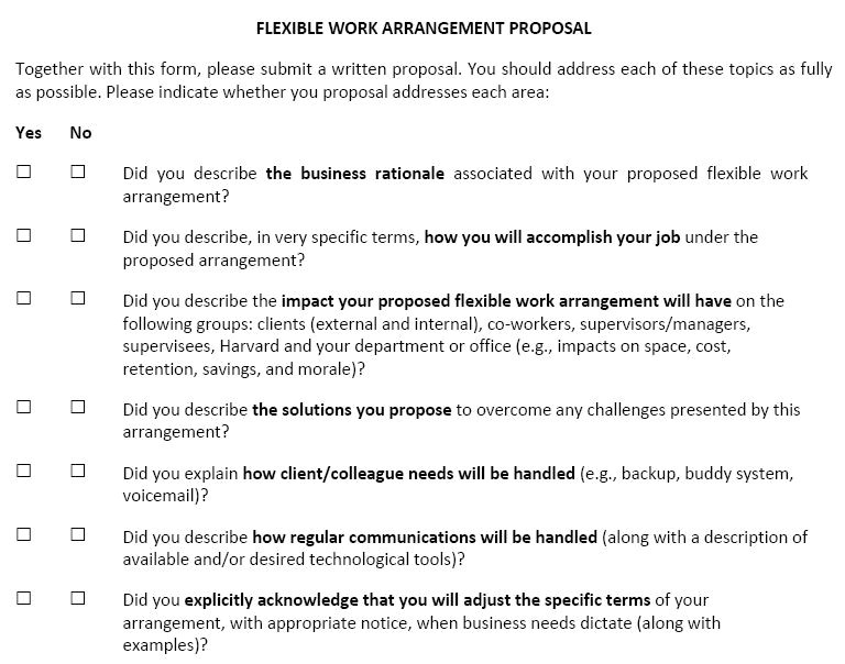 creating an easy useful flexible work proposal form