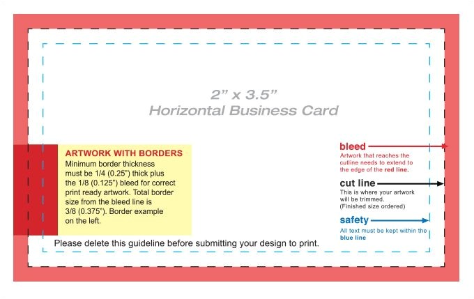 business card template bleed