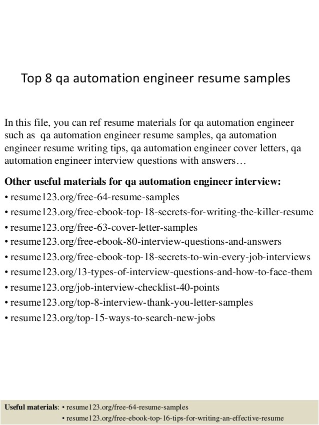 top 8 qa automation engineer resume samples