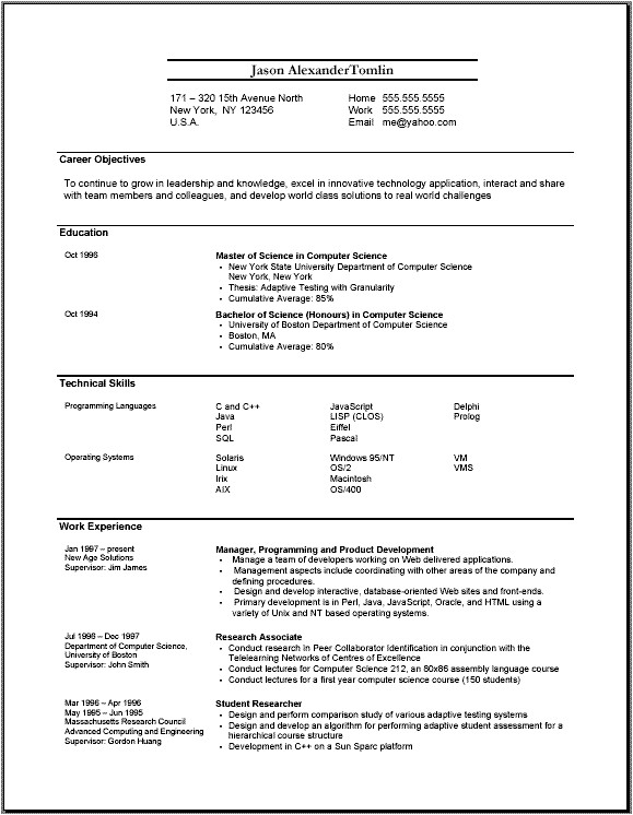 resume format template for word