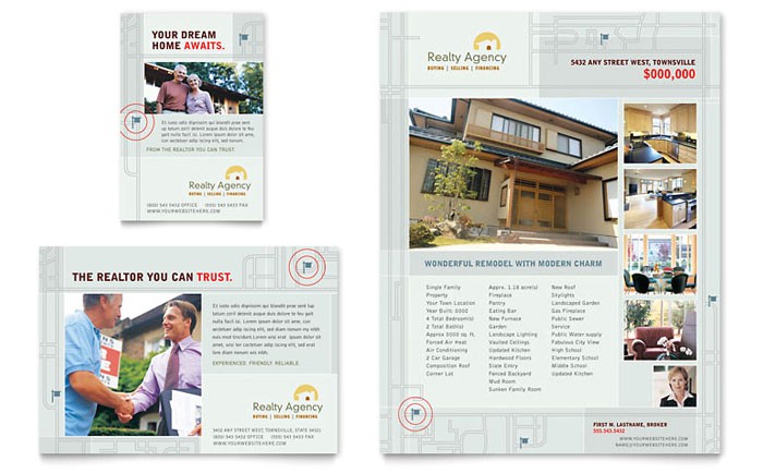 Real Estate Agent Brochure Templates Real Estate Agent Realtor Flyer Ad Template Design