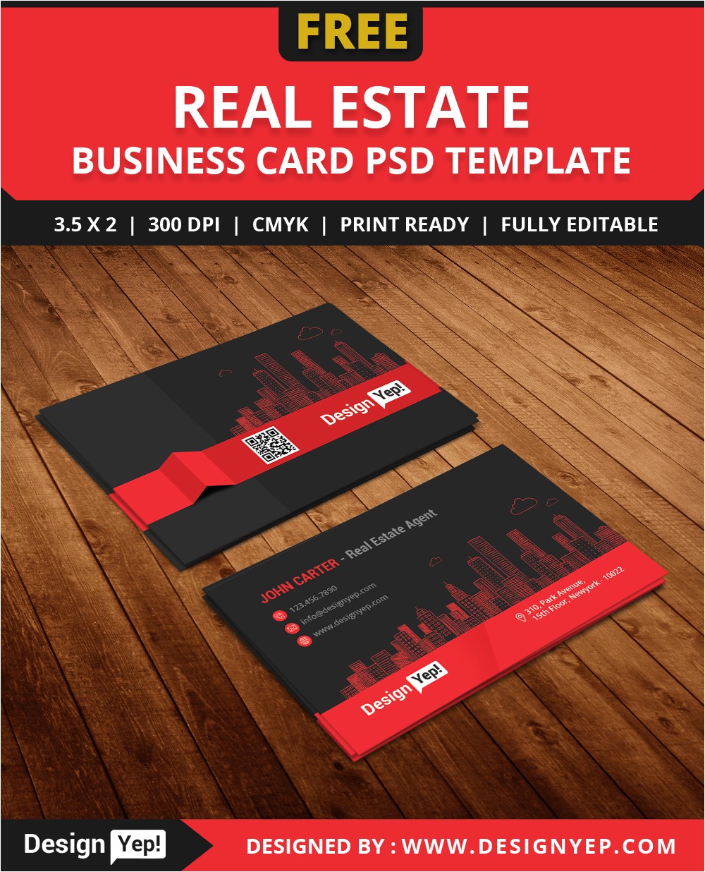 free real estate agent business card template psd