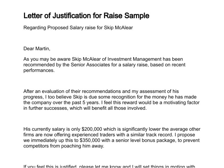 salary increase proposal template qualified letter of justification for raise or salary increase ideas