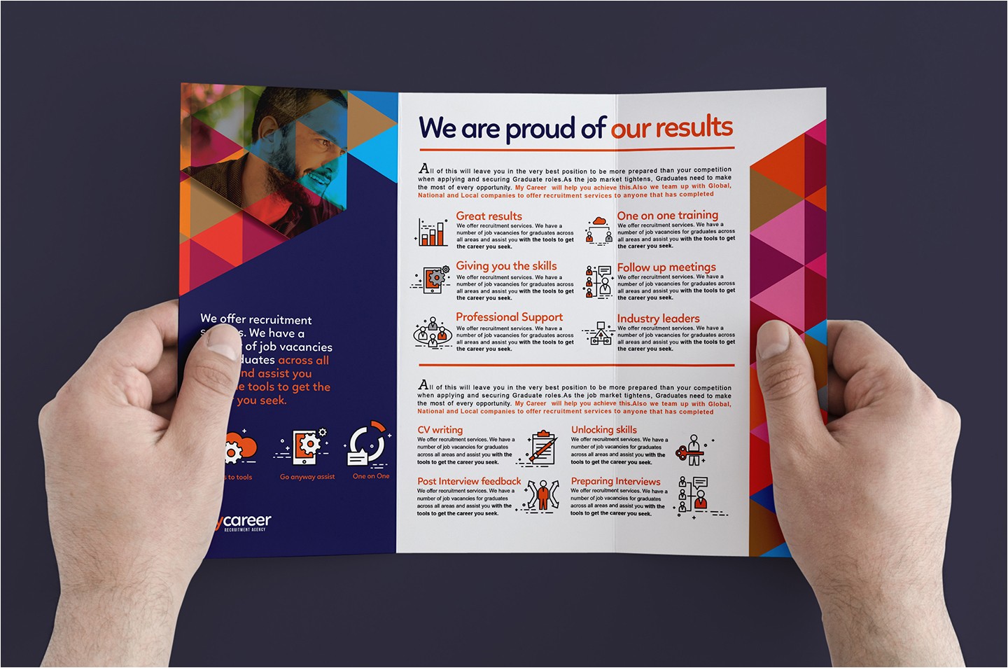 recruitment agency trifold brochure template