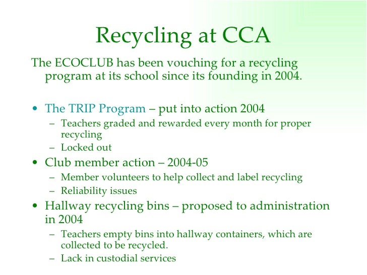 ecoclub recycling program proposal