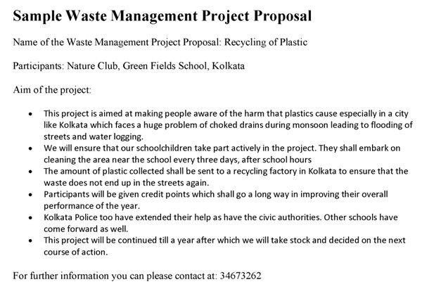 waste management project proposal