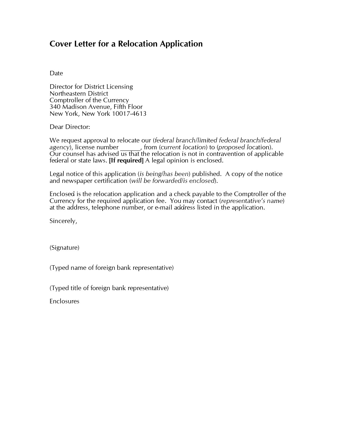 relocation cover letter template