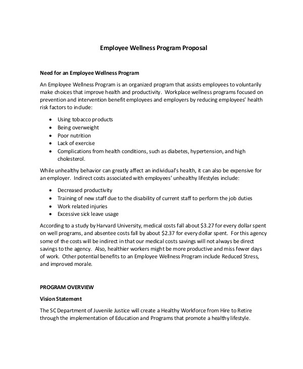 employee wellness program proposal sample