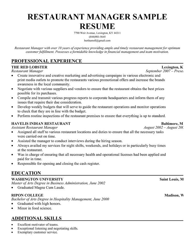 Restaurant Resume Templates 1 Restaurant Resume Templates Restaurant Manager Resume Template Business Articles