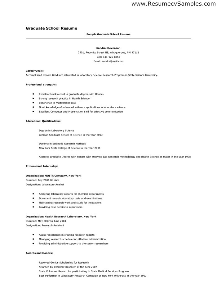 grad school resume template