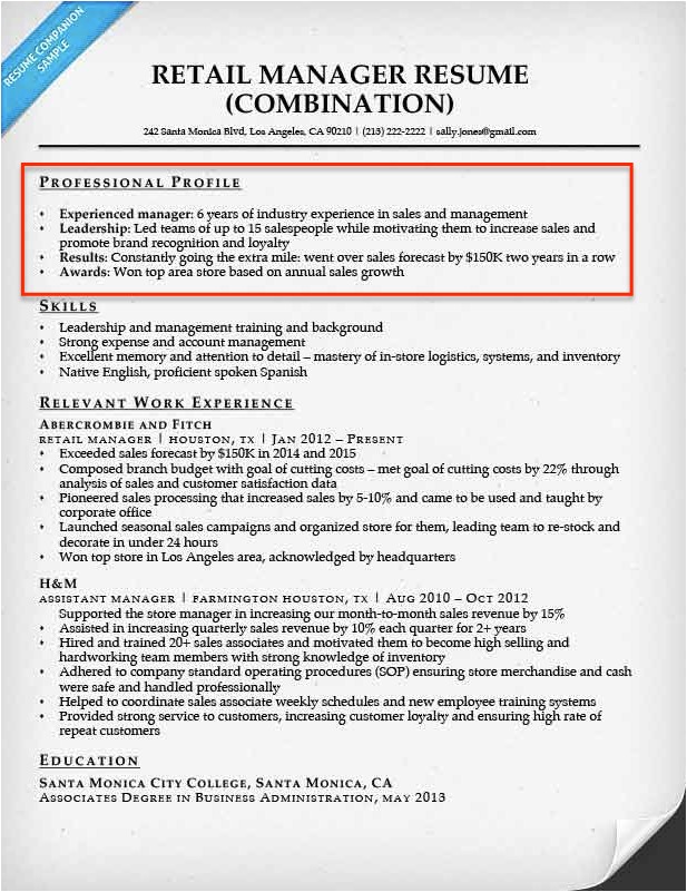 resume profile examples guide