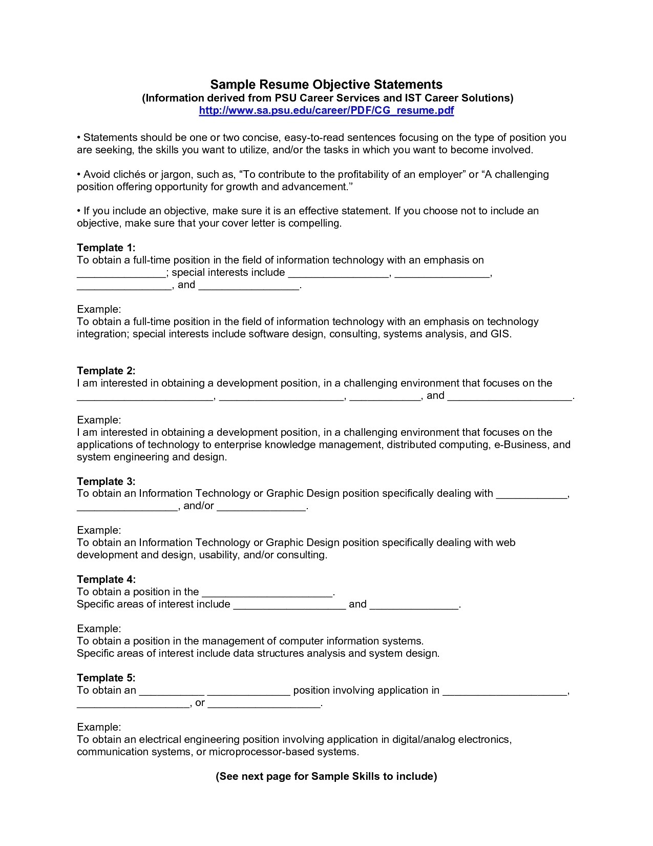sample objective for resume