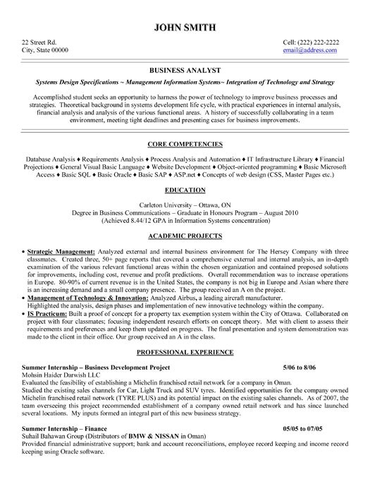 business analyst resume examples template