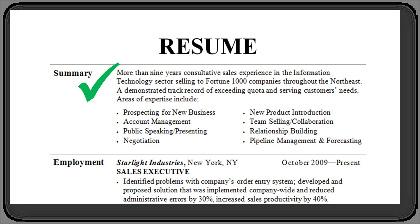 Resume Summary Samples Resume Summary Examples