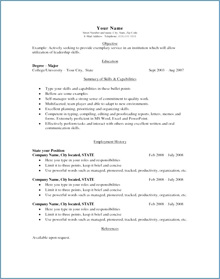 sample australian resume format