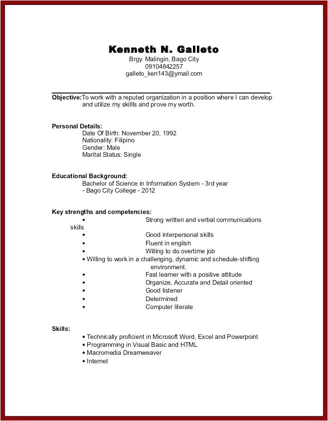 sample resume for college student with little experience