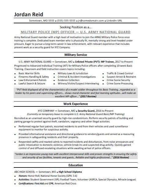 military resume sample