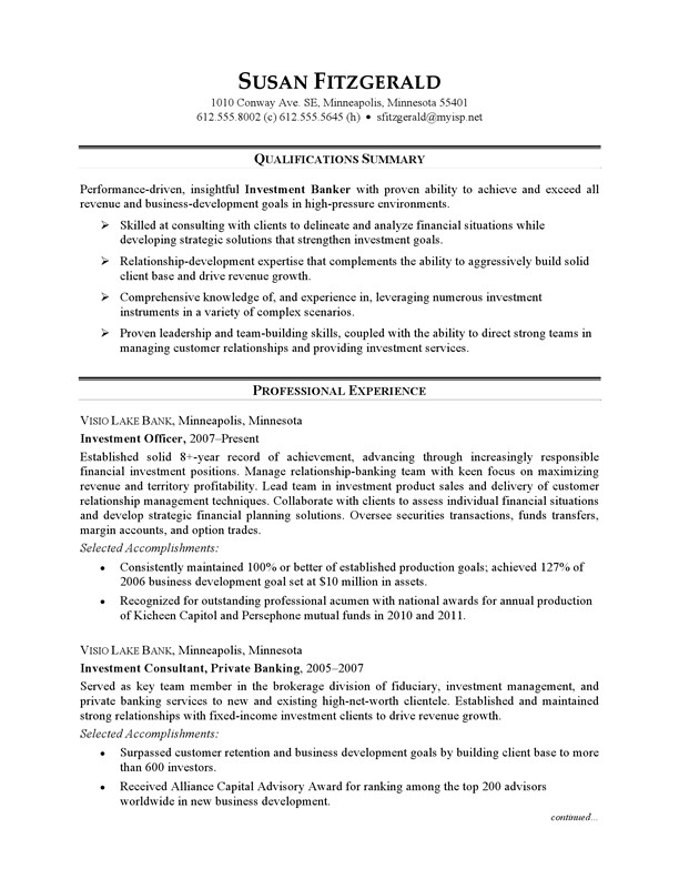 sample resume for bank jobs