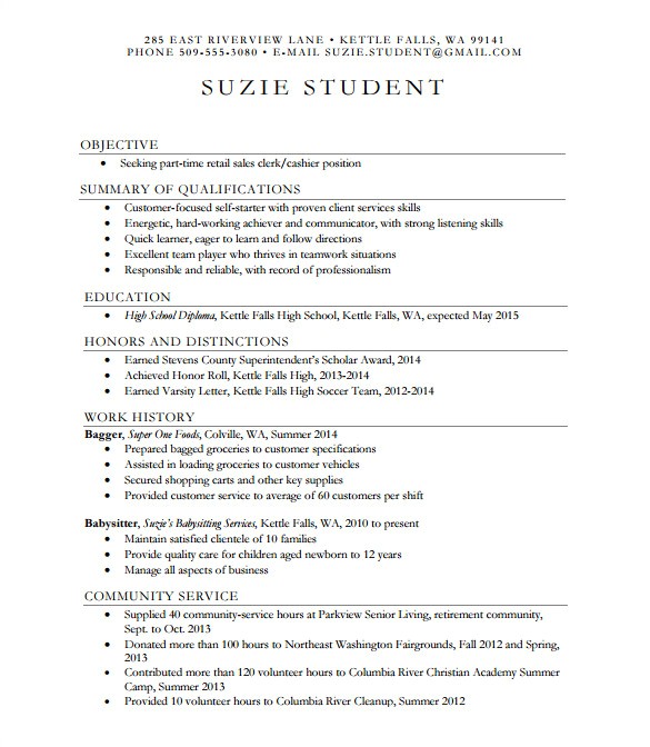 Resume Templates for High School 24 Best Student Sample Resume Templates Wisestep