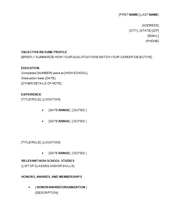 Resume Templates for High School Students 10 High School Resume Templates Free Pdf Word Psd