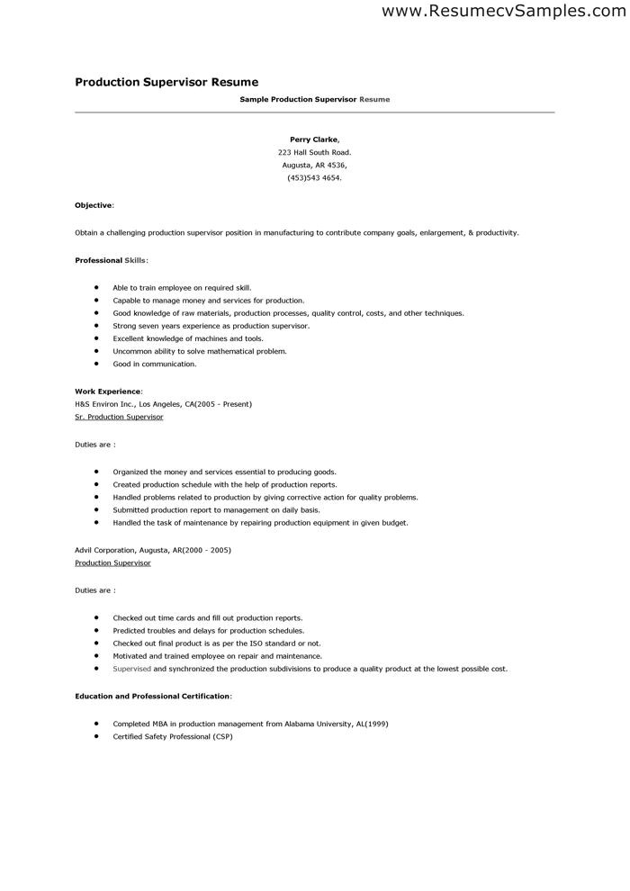 resume for manufacturing jobs