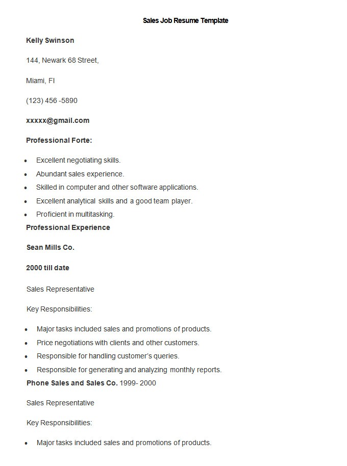 Resume Templates for Sales Positions Sales Resume Template 41 Free Samples Examples format