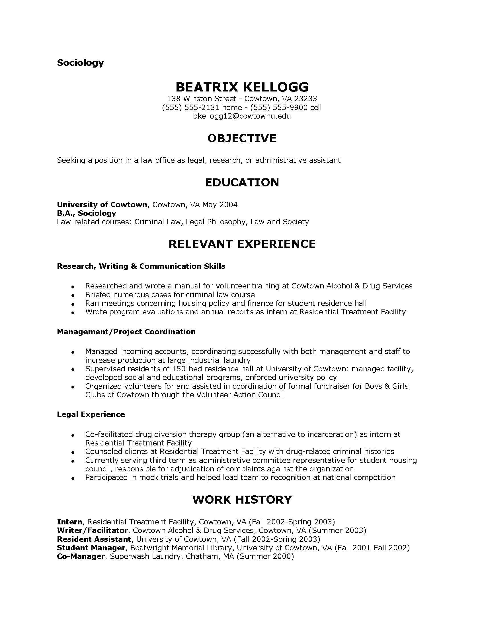 Resume Templates for sociology Majors sociology Resume Examples Examples Of Resumes