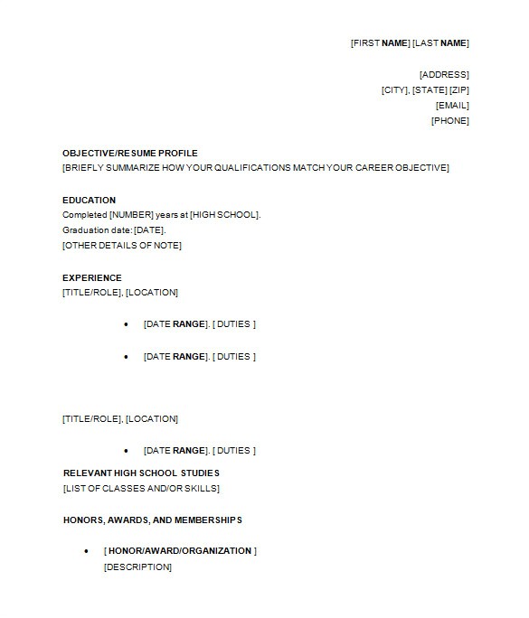 Resume Templates for Students In High School 9 Sample High School Resume Templates Pdf Doc Free