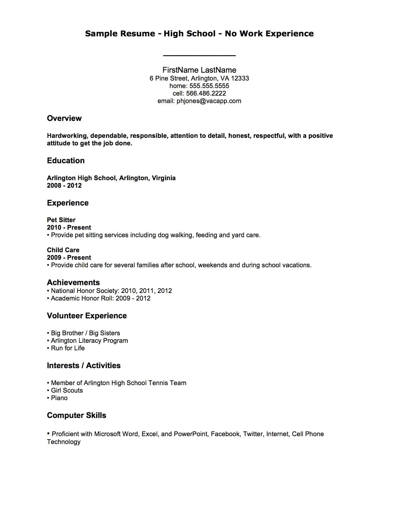 experience resume template