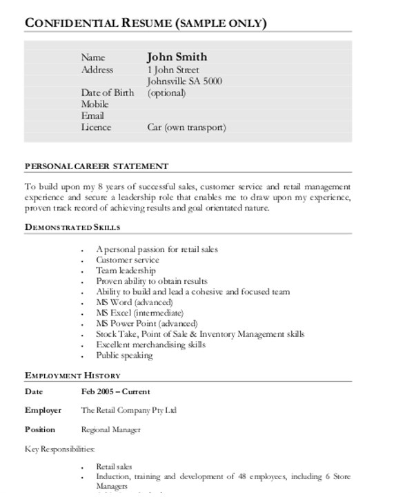 simple business resume template