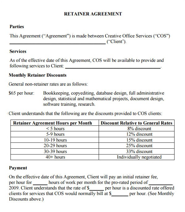 retainer agreement template