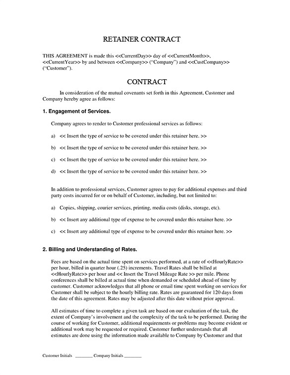 retainer contract template