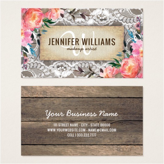 elegant makeup artist wedding rustic floral business card 240026247445024710