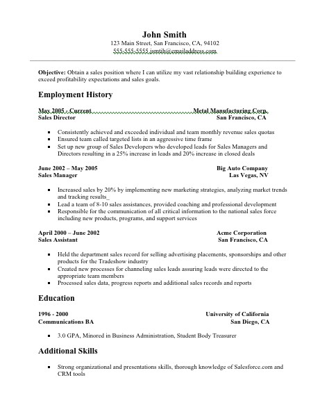 sales resume