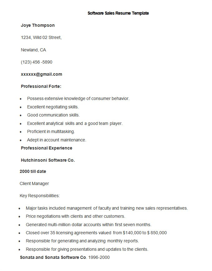 sales resume template
