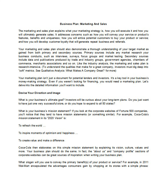 Salesperson Business Plan Template Sales Business Plan Template 10 Free Sample Example
