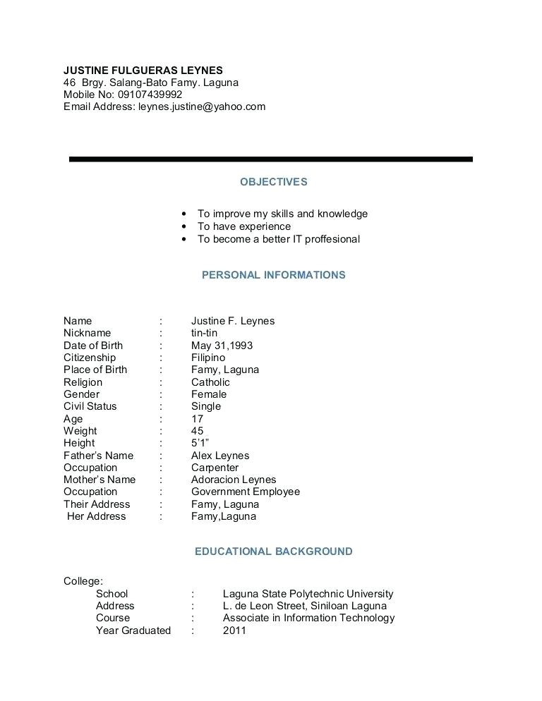 character resume examples