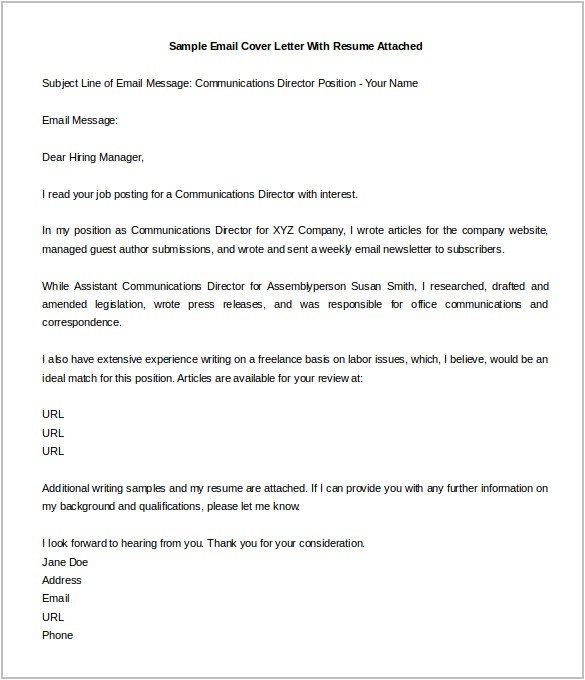 Sample Email Cover Letter with attached Resume 15 Good Cover Letter Template and Essential Elements to Put