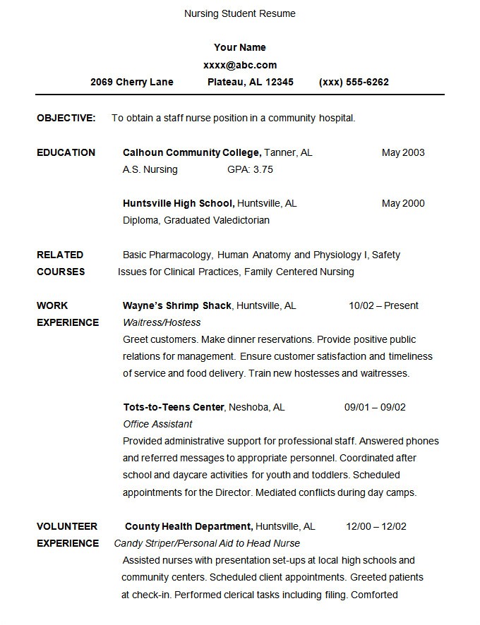 Sample Nursing Student Resume 36 Student Resume Templates Pdf Doc Free Premium