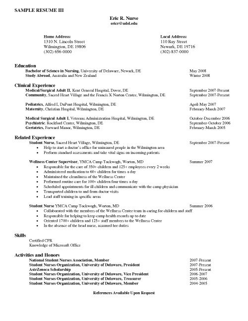 nursing student resume examples